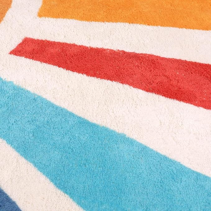 STARUIA Boho Washable Rug 3'x5' Kids Area Rug for Playroom, Colorful Kids Rugs for Bedroom, Non-Slip Throw Sun Carpet Soft Small Sunshine Rugs for Office Nursery Entryway Dorm