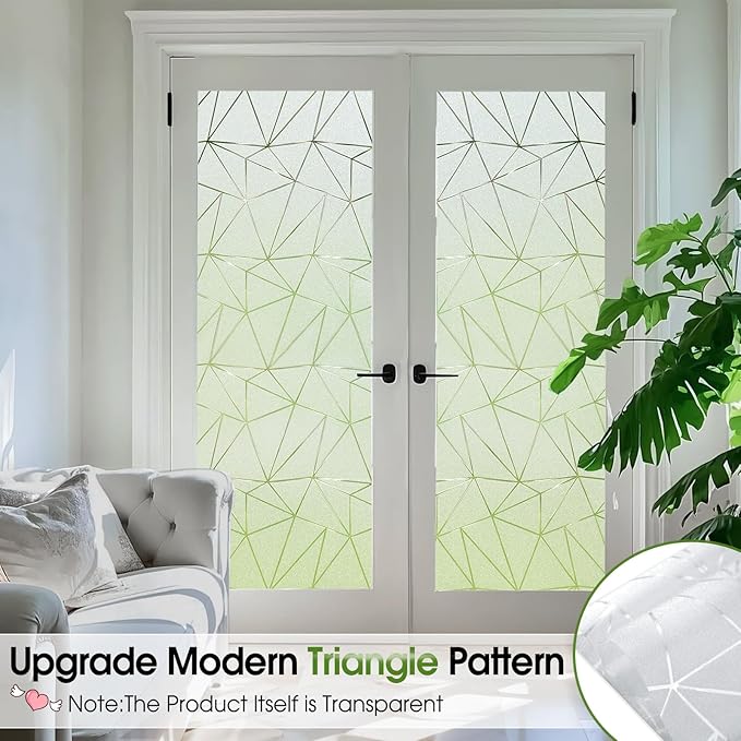 Coavas Window Privacy Film, Frosted Glass Static Cling, Decorative for Bathroom Door Covering, UV Blocking Window Cling, Non-Adhesive Vinyl Sticker, Day and Night Tint for Home, 35.4x78.7 Inch