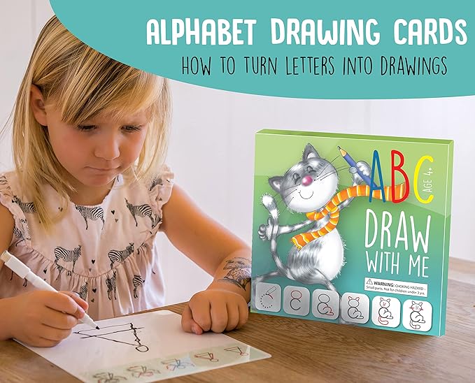 Drawing with Alphabet Learning Letters Tracing ABC Handwriting Toys Set Educational Game Birthday Gift for Preschool Activities Girl Boy 3-6 Years Old Kids