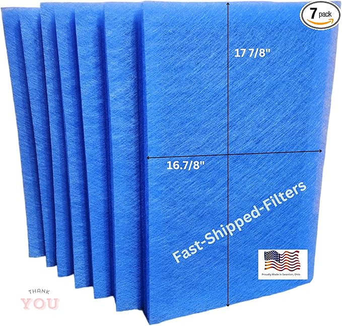 Fast-Shipped-Filters 7 Pack Replacement Filter Pads Compatible with MicroPower Guard One Hour Air Cleaner Refill Blue (7, Blue, 19 3/8x19 3/8)