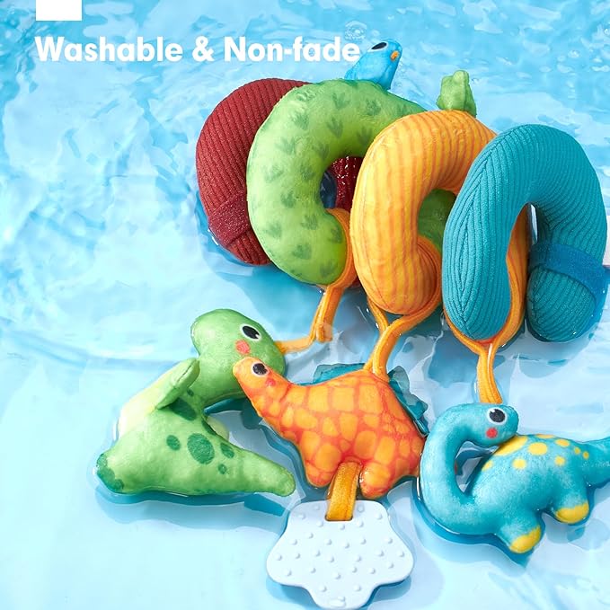 hahaland Car Seat Toys for Babies 0-6 Months Boy - Baby Toys 0-6 Months - Rattle, Mirror, Crinkle, Squeaky, Developmental Carseat Stroller Travel Birthday Gift for Infants