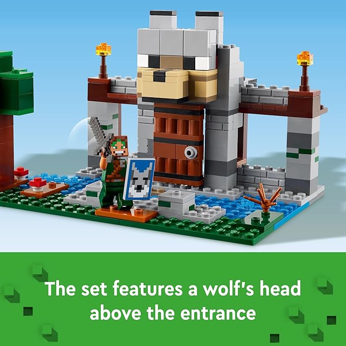 LEGO Minecraft The Wolf Stronghold Fortress Playset, Video Game Toy for Boys and Girls, Action Packed Castle Building Set with Minecraft Minifigures, Minecraft Toy Gift for Kids Ages 8 and Up, 21261