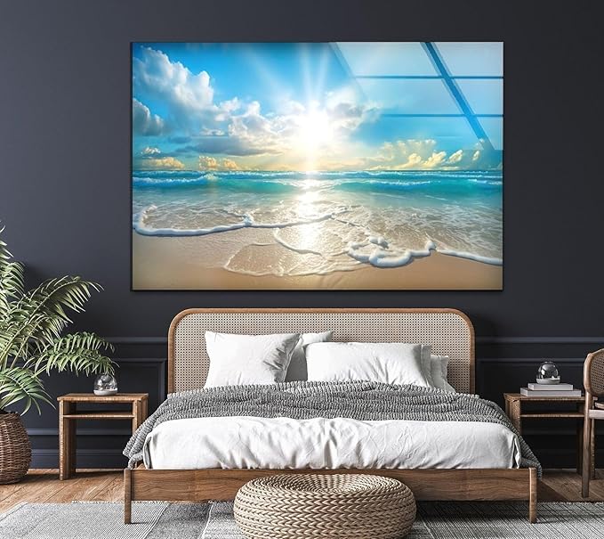 My Photostation.com Round 31,5'' Beautiful Sunset & Ocean Glass Wall ArtTempered Glass Printing Wall Decor Large Wall Art Wall Hangings