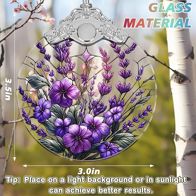 Charming Bauhinia & Violets Stained Glass Orament - Christmas Ornament - Christmas Decorations for Tree - Holiday Present ldeas - Gift Exchange