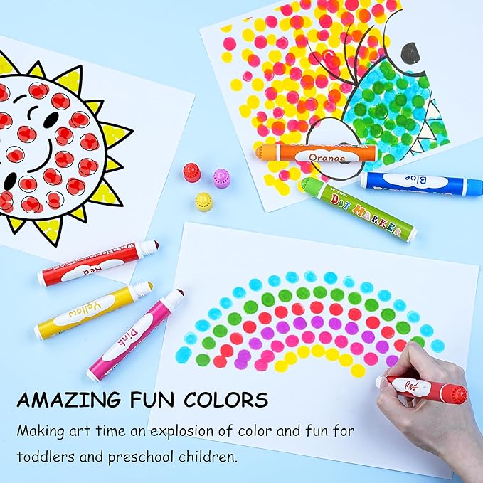 60 Pack Dot Markers, 12 Assorted Colors, 5 Sets x 12 Colors Washable Dot Paint Markers for Toddlers Kids Preschool, Paint Bingo Daubers Supplies, Crafts Kits Coloring Set, Non Toxic Water-Based