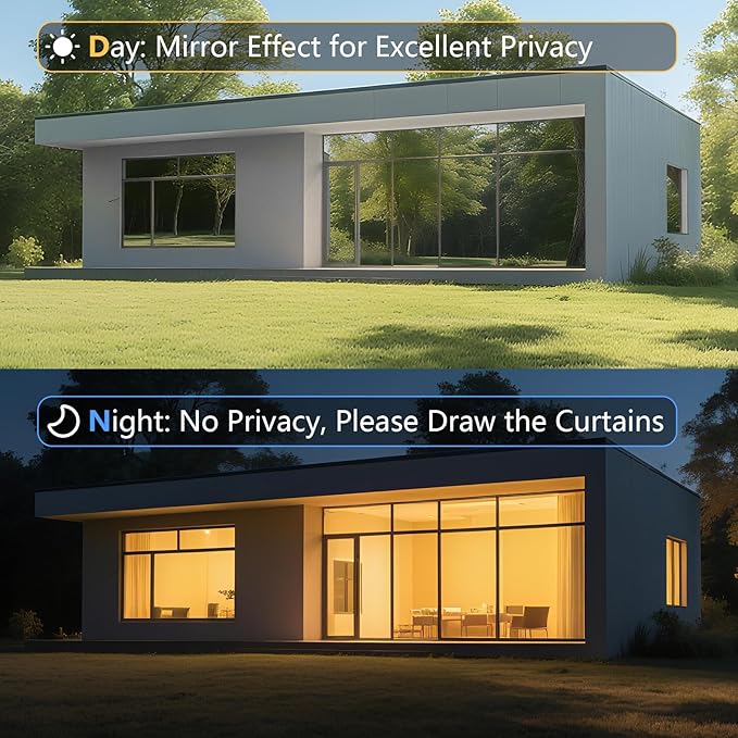 LEMON CLOUD One Way Window Privacy Film See Out Not in Reflective Mirror UV Window Cling Sun Blocking Heat Control Glare Control with Tools,45.2 Inch x 78.7 Inch