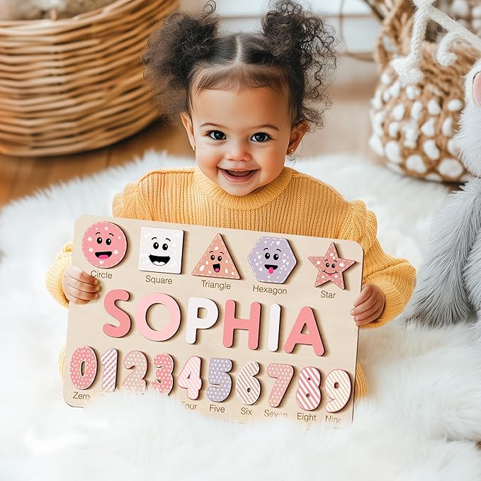 Puzzles for Toddlers Boy and Girl, Personalized Name Puzzle, 12 Month Toy, Gifts for 0 1 2 3 Years Old, Baby Gifts, Baby Shower, Christmas, NewBaby Gift, 0 3 6 9 12 18 24 36 Months