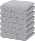 Homaxy 100% Cotton Waffle Weave Kitchen Dish Towels, Ultra Soft Absorbent Quick Drying Cleaning Towel, 13 x 28 Inches, 6-Pack, Light Gray