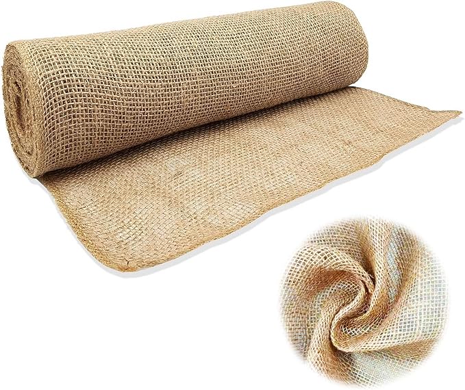 40InX82FT Burlap Rolls Multipurpose Jute Burlap Fabric for Garden Tree Wrap Outdoor Weed Barrier Protection for Plant Shrubs DIY Craft Projects and Party Decor