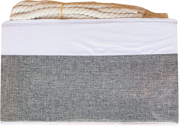 Yawinhe Foldable Storage Basket 3-Pack, Large Fabric Bins with Rope Handle, Used for Organizing Shelves, Closets, Clothes, 12.99''Lx9.05''Wx7.87''H, White/Grey