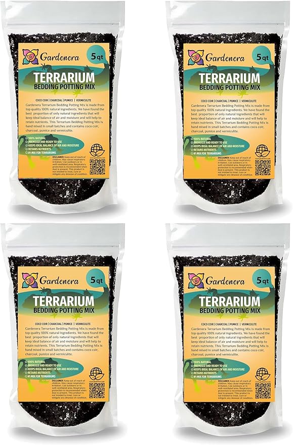 GARDENERA Terrarium Bedding - Custom Blend of Coco Coir, Charcoal, Pumice, and Vermiculite for Healthy Plant Growth - 20 QUARTS