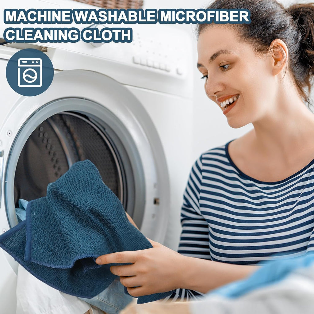 Tenare 100 Count12'' x 12'' Microfiber Cleaning Cloths Reusable Cleaning Rags Bulk Microfiber Towels Softer Highly Absorbent Washcloths for House Kitchen Car Window(Teal)