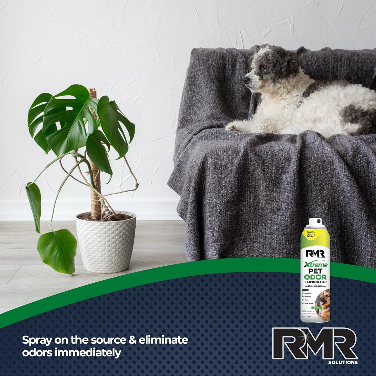 RMR Xtreme Pet Odor Eliminator Spray - Neutralize Strong Urine, Litter, Furniture, Crate, and Animal Smells, 15 Ounces, Unscented