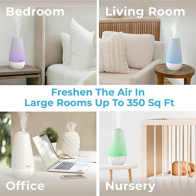 Pure Enrichment PureSpa XL 3-in-1 Cool Mist Humidifier, Essential Oil Diffuser & Mood Light - 2L Tank Provides Powerful Mist Coverage up to 350 sq ft in Bedroom, Office & Large Rooms