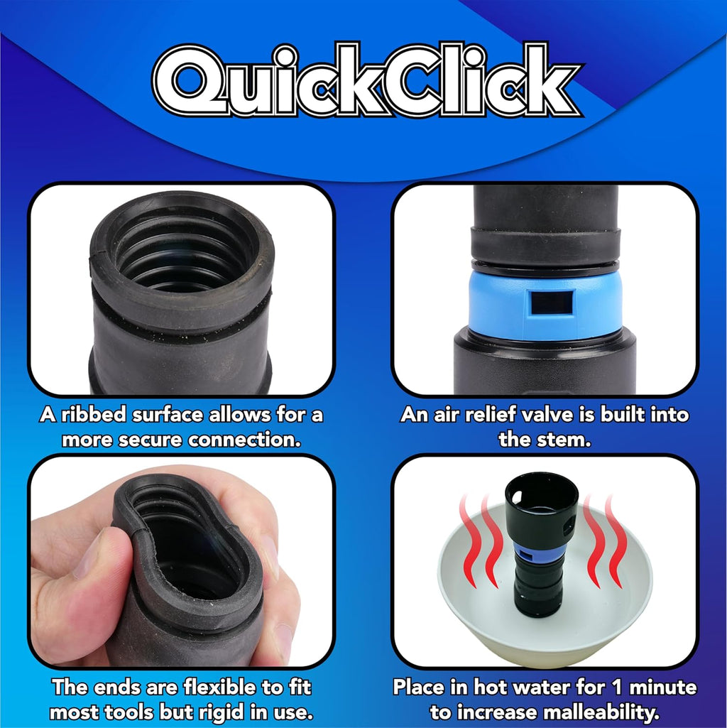 Cen-Tec Systems 94709 Quick Click 16 Ft. Hose for Home and Shop Vacuums with Expanded Multi-Brand Power Tool Adapter Set for Dust Collection