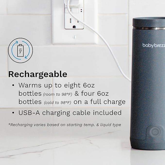 Baby Brezza SuperFast Portable Baby Bottle Warmer – 67% Faster - Travel Breastmilk Warmer and Formula Warmer - Safe, Even Heating - Up to 9oz - No Adapters, Black
