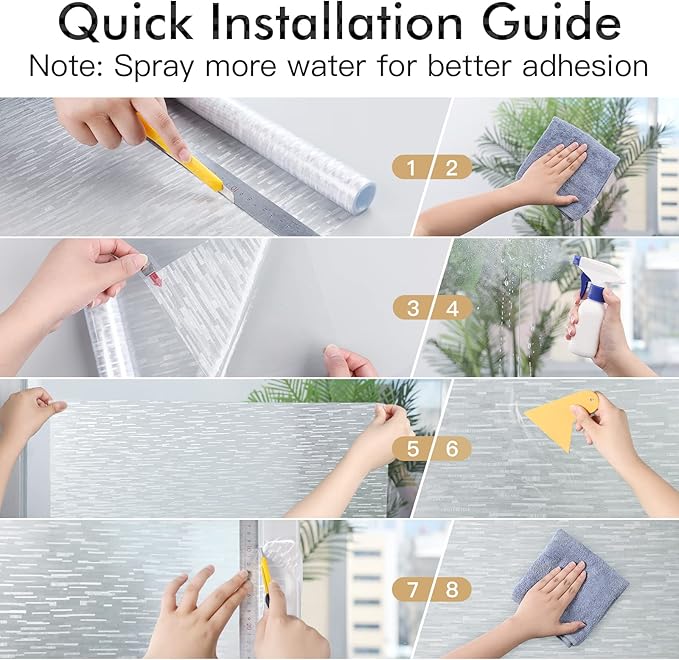 Haton Window Privacy Film, Frosted Glass Static Cling Sun Heat Blocking Window Clings, Frosting Opaque Coverings, Vinyl Removable Stickers Tint for Home Door Office, Non Adhesive 23.6" x 118.1"