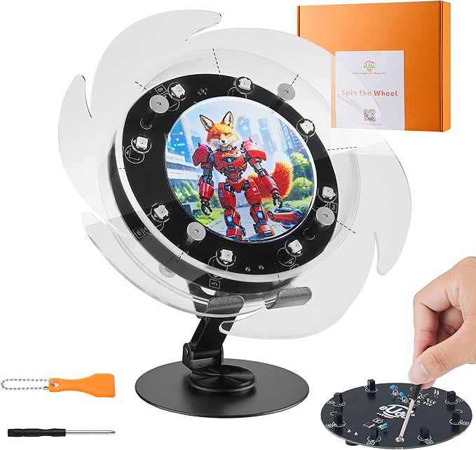 STEM DIY Toys Hand Assembly Electronic Spin The Wheel | Science Craft Kit for Kids Ages 8-9-10-11-12-13-14-15+ Years Old | Educational Gifts for Boys&Girls | Video Guide | (Fire Wheel-Fox Blazer)