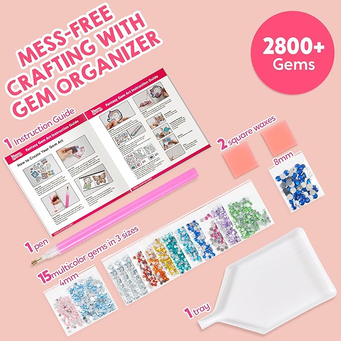 Klever Kits 16 Projects Gem Painting, Kids Diamond Gem Painting Kit with 5D Gem, Arts and Crafts for Girls Ages 6-12, Gem Craft Activities Kits, Premium Art Gift Ideas for Girls Ages 6, 7, 8+