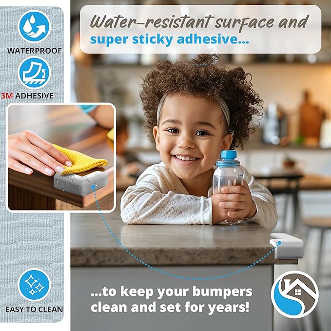 8-Pack Corner Protectors Baby Proof, Furniture Corner and Edge Safety Bumpers, Soft Rubber Foam Cushion Covers, 3M Taped Corner Guards, Baby Child Proofing Pads, Table Corner Protectors, Grey