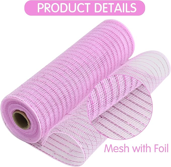 TONIFUL 4 Rolls 10 Inch Red/Pink/White Decorative Mesh Ribbbon Rolls, for Wreath Supplies Front Door Wreath Crafts Tree Decor Christmas NewYears Valentine's Day Decoration (30ft/roll, 120ft/Set)