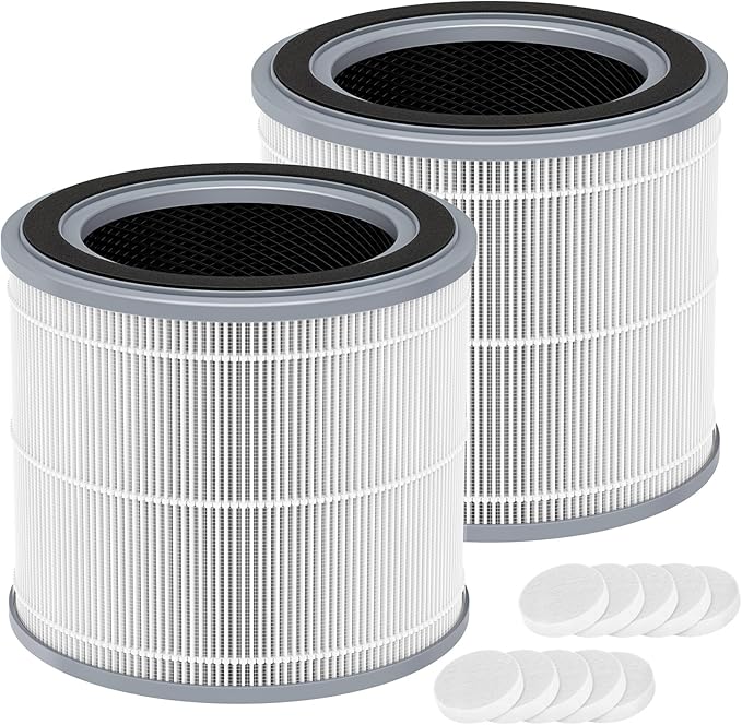 Filter Replacement for Hynik Alviera HH001 Air Puri-fier, 3 Stage H13 True HEPA Air Filter and High Efficiency Activated Carbon Replacement Filter for Alviera HH001 Air Puri-fier, 2 Pack