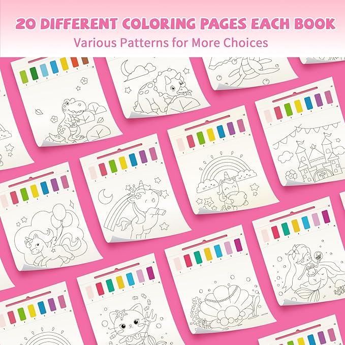 2PCS Paint with Water Books for Kids, Unicorn & Mermaid Watercolor Paint Book Set for Kids,Toddlers Water Color Coloring Painting Drawing Set,Mess Free Toys Gifts for Girls Age 3 4 5 6 7 8