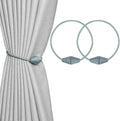 2 PCS Magnetic Curtain Tiebacks, European Style Convenient Drape Tie Backs Holdbacks for Thin or Thick Home & Office Window Draperies, No Tools Required (Grey Blue)