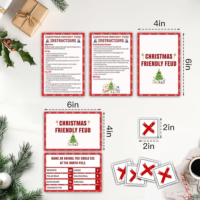 Christmas Friendly Feud Game, Funny Christmas Party Games, Friendly Feud Trivia Quiz for Family, Winter Xmas Holiday Party Supplies for Adults -09