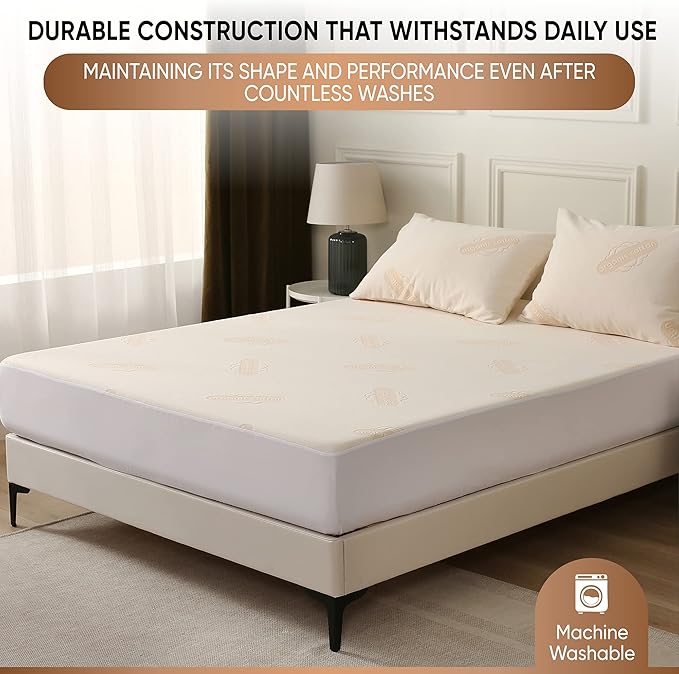 Waterproof Organic Mattress Protector Full - Organic Cotton Breathable Mattress Pad Cover - 250 GSM Comfort - Deep Pocket - Fitted Comfort