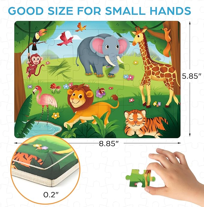 BenBen Puzzles for Kids Ages 4-6, 6 Pack 24 Piece Wooden Jigsaw Puzzles for Toddlers Ages 3-5, Preschool Learning Educational Toys for Boys Girls