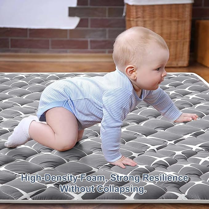 Baby Play Mat - 6ft X 4ft,Premium Thicker Foam One-Piece Crawling Mat, Machine Washable, Extra Large Anti-Slip Activity Playmat for Babies, Toddlers & Infants