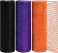 TONIFUL 10 Inch 3 Rolls Black/Orange/Purple Decorative Mesh Ribbons, Fabric Mesh for Tree Home Front Door Wreaths Decorations Supplies, for Halloween Decorations（3 Colors, 10yards/ roll）