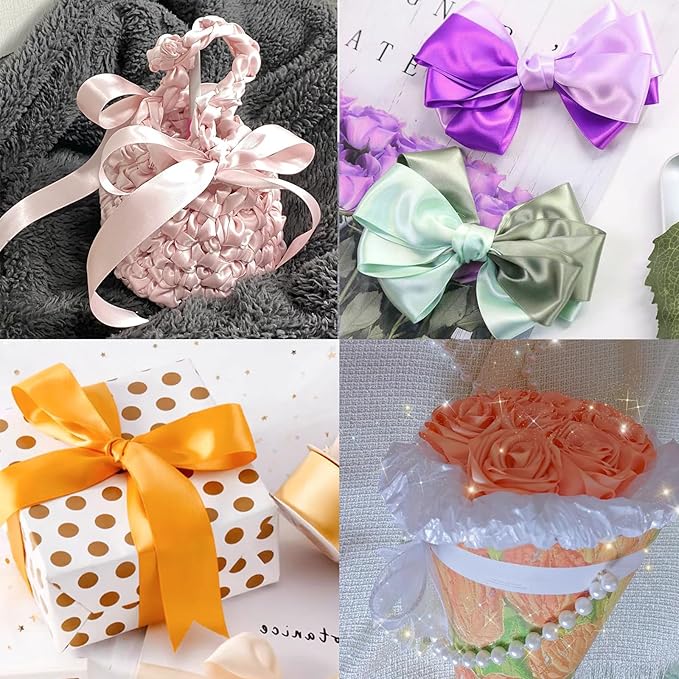 Pearl Pink Satin Ribbon 1-1/2" X 50 Yards Solid Color Double Faced Ribbons Perfect for Crafts Wedding Decor Bow Making Arts Sewing and More