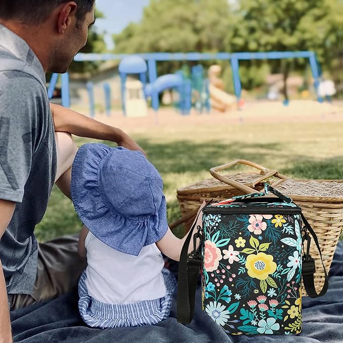Breastmilk Cooler Bag with Ice Pack Fits Up to 9oz Bottles - Insulated Baby Bottle Cooler with Strap - Nursing Mom & Daycare Travel