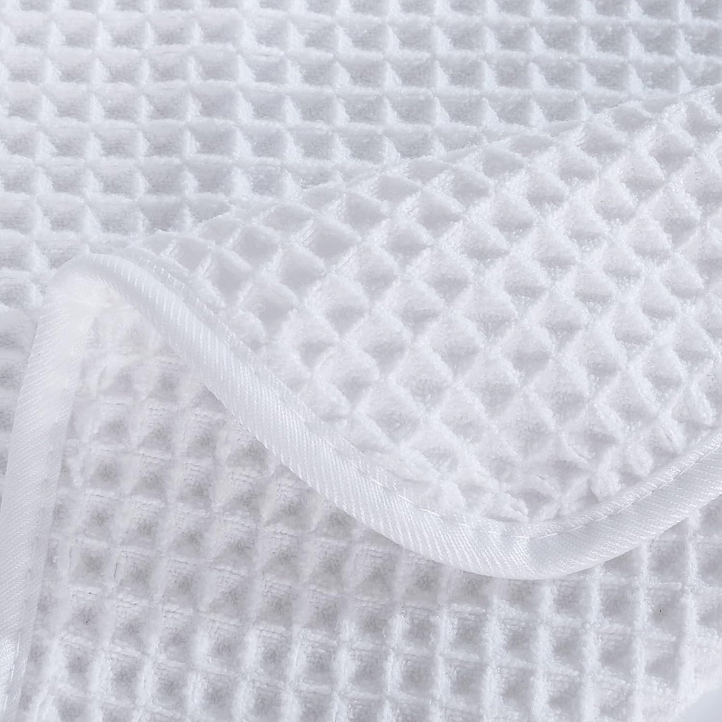 POLYTE Microfiber Oversize Quick Dry Lint Free Bath Towel, 60 x 30 in, 4 Pack (Waffle Weave)