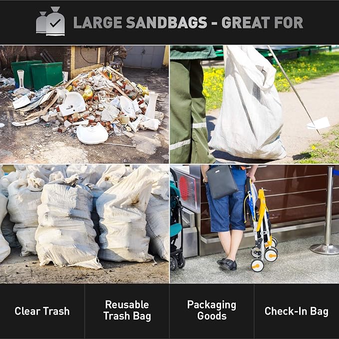 Sandbaggy Large Sandbags - Size: 31" x 45" - Thick Heavy Duty Contractor Bags, Heavy Duty Garbage Bags, Dumpster Bag, Construction Trash Bags, Contractor Bags 6 mil (500)