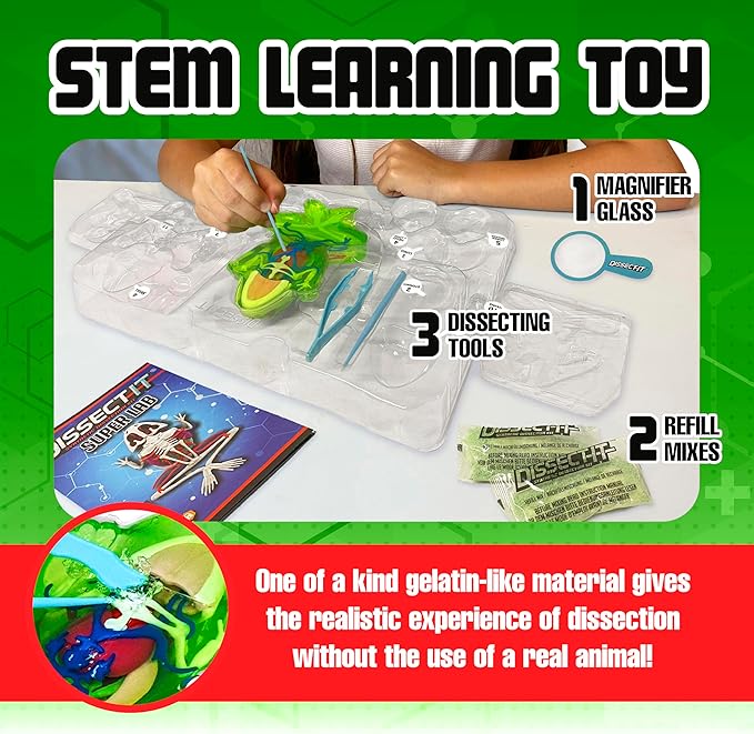 Dissect-It Kit for Kids, Simulated Synthetic Lab Dissection Toy, Frog Super Lab STEM Toys for Animal Science, Biology, and Anatomy
