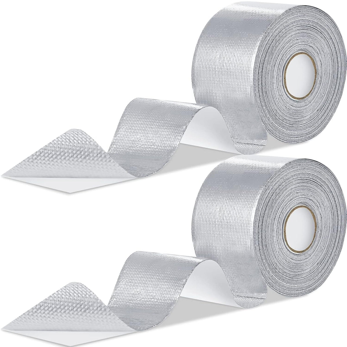 Zonon 2 Rolls Aluminum Foil Tape Heat Shield Tape Barrier Adhesive Reflective Fiberglass Thermal Insulation Reflective Material High Temp Protection(Silver,2 Inch X 65.6 ft)