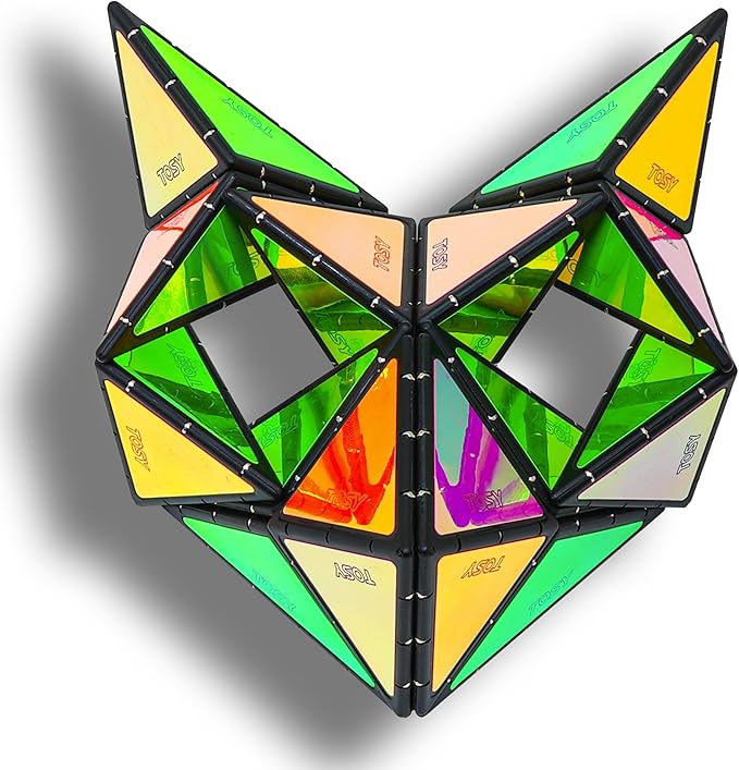 TOSY Magnet Pyramid Glow - 1 Cube Transforms into 1 Billion Shapes, 12 Pieces, 243 Rare Earth Magnets, Glowing, Holographic Design Magnet Tiles Creative Puzzle STEM/STEAM Toy