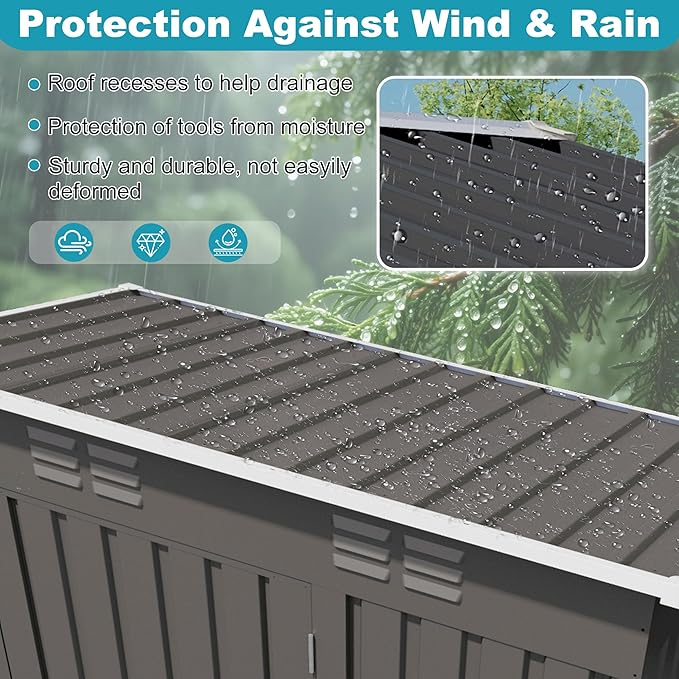 5X3 FT Outdoor Metal Storage Shed, Tool Shed with Pitched Roof and Lockable Door, Compact Garden Shed for Backyard Garden Patio Lawn, Gray