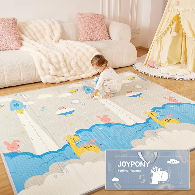 Baby Play Mat 79" X 71",Extra Large Foldable Play Mats for Babies and Toddlers,Waterproof AntiSlip Portable Baby Floor Mat for Tummy Time,Foam Baby Mat for Floor with Travel Bag Indoor Outdoor