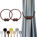 Hion Magnetic Curtain Tiebacks Dark Brown 2pcs, Curtain Tiebacks Buckles Holdbacks Holders Hooks Clip for Home Bedroom Office Decorative Curtain