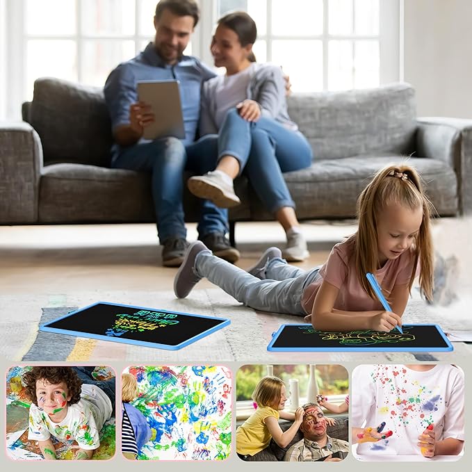 LCD Writing Tablet - 15 Inch Large Doodle Board, Rechargeable Drawing Pad for Kids & Teens, Learning Toys for 3-10+ Year Old Boys & Girls, Birthday & Christmas Gifts, Blue Travel Toys