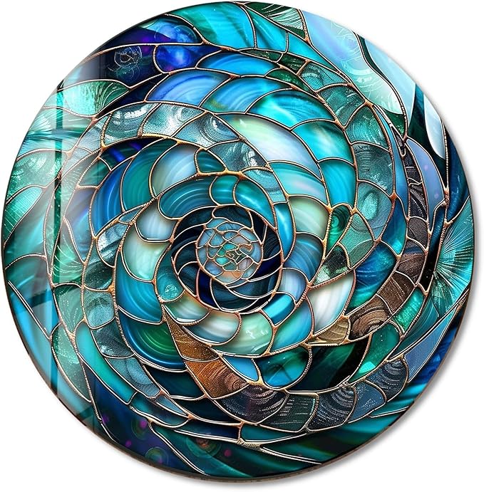 My Photostation.com 31.5''(80cm) Diameter Ocean Vortex Spiral Round Glass Wall Art Tempered Glass Printing Wall Decor Large Wall Art Wall Hangings