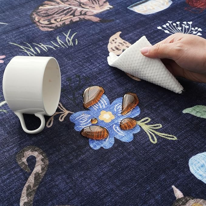 Rugcomf Door Mat Indoor Entrance 2x3 Rug Machine Washable Boho Floral Animal Cat Small Area Rug Non-Slip Low Pile Throw Rugs for Entryway Kitchen Front Door Entry Kids Room, Cobalt Blue