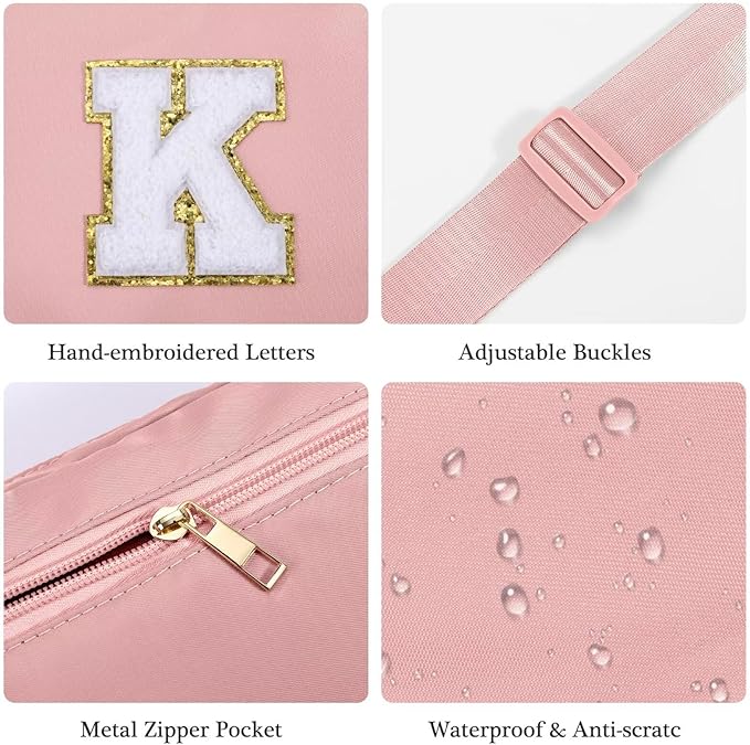 YOOLIFE Gifts for Girls Teen Girls - Initial Crossbody Bag for Girls Teens Belt Bag Fanny Pack, Personalized Preppy Stuff Dance Gifts for Teen Girls Kids, Birthday Gifts for Girls, Pink