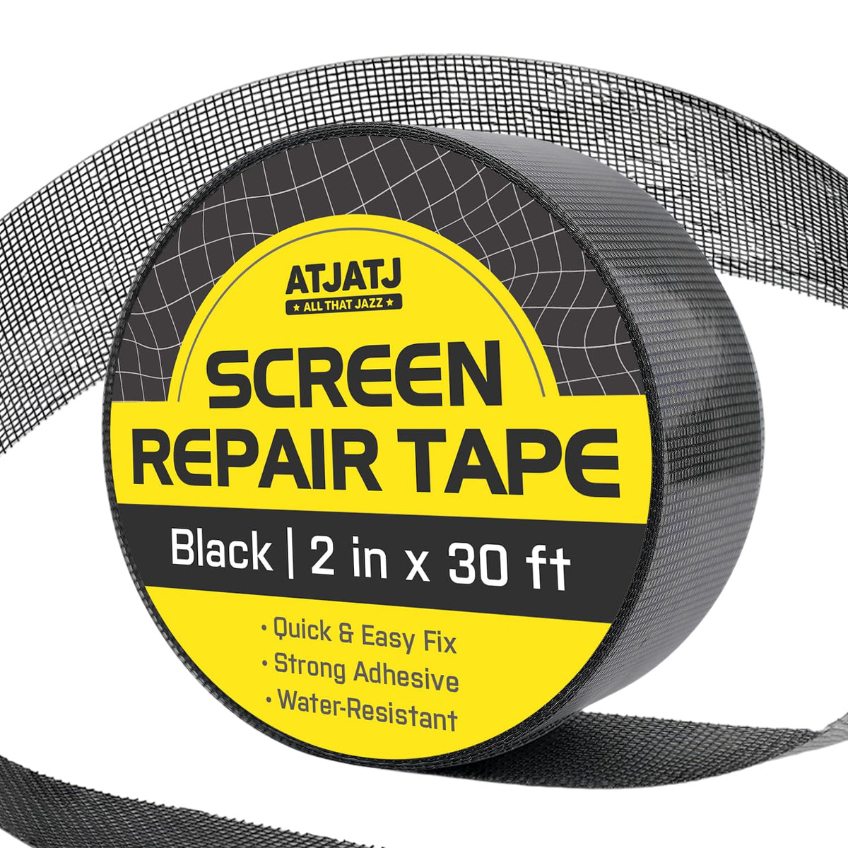 2in x 30ft (360in) Window Screen Repair Tape, Screen Door Replacement Kit, Mosquito Net Repair Tape, Window Net Screen Patch, Mesh Tape for Drywall Repair, Screen Patches for Ripped Screen, Black