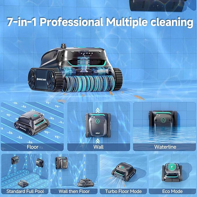 (2025 Upgrade) WYBOT S2 Solar Robotic Pool Cleaner, Dual Charging Modes, Auto-Return Charging, Enhanced Scheduled & Area Cleaning, 3D Adsorption System, App Support, In-Ground Pools up to 3,229 Sq.Ft
