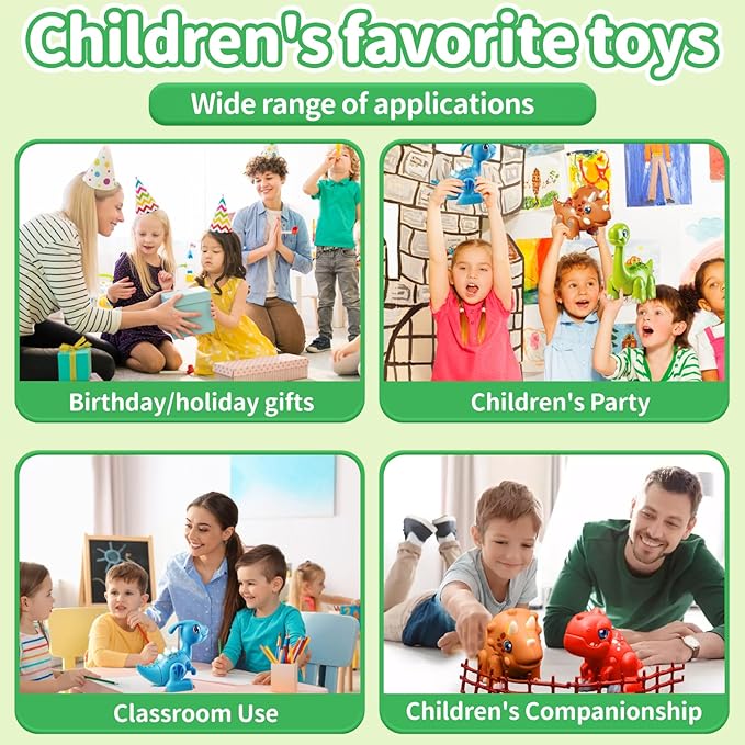 Dinosaur Toy Set for Kids Ages 3-5, Magnetic Mix or Match Dino Toys with Lights & Sounds, 24 Pcs Kits Include Flash Cards and Dinosaur Egg, Creative STEM Educational Gift for Boys and Girls